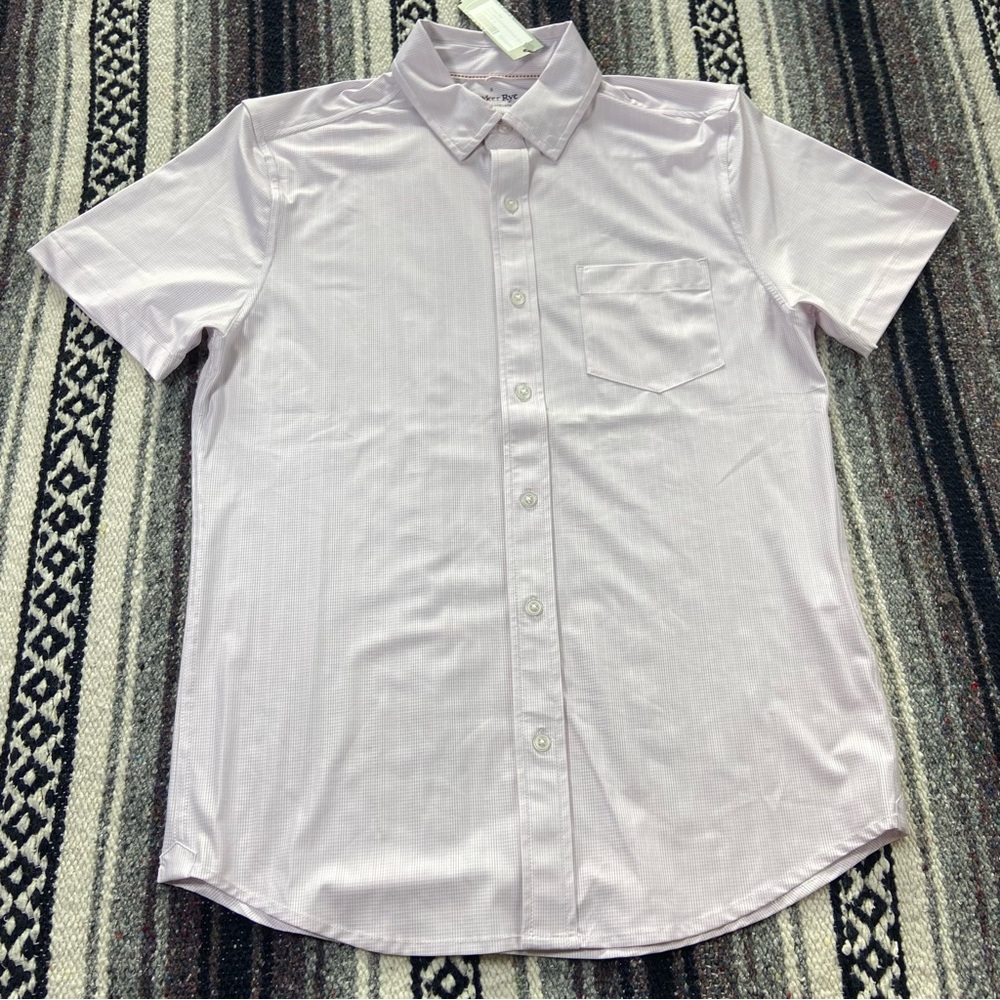 3/$12 NWT Hawkers Rye Light Pink Short Sleeve Button Down Knoven Commuter Shirt
